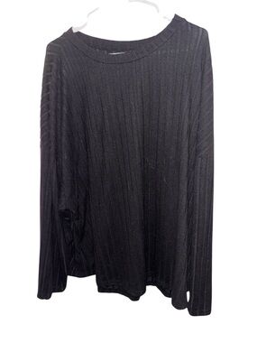 SHEIN Black Ribbed Crewneck Sweater